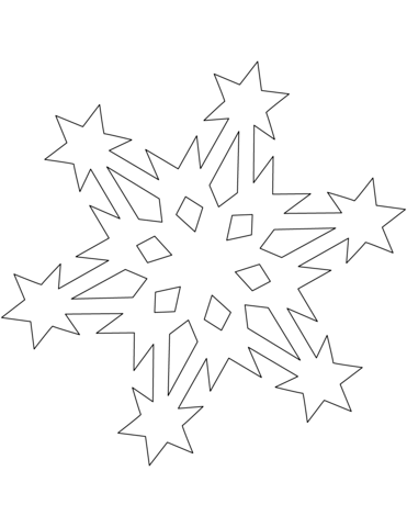 Snowflake Pattern With Stars Coloring Page